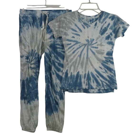 2 Pc Dreamsicle Blue Tie Dye T-Shirt and  Jogger Pants Girls Size M Loungewear - Picture 1 of 12